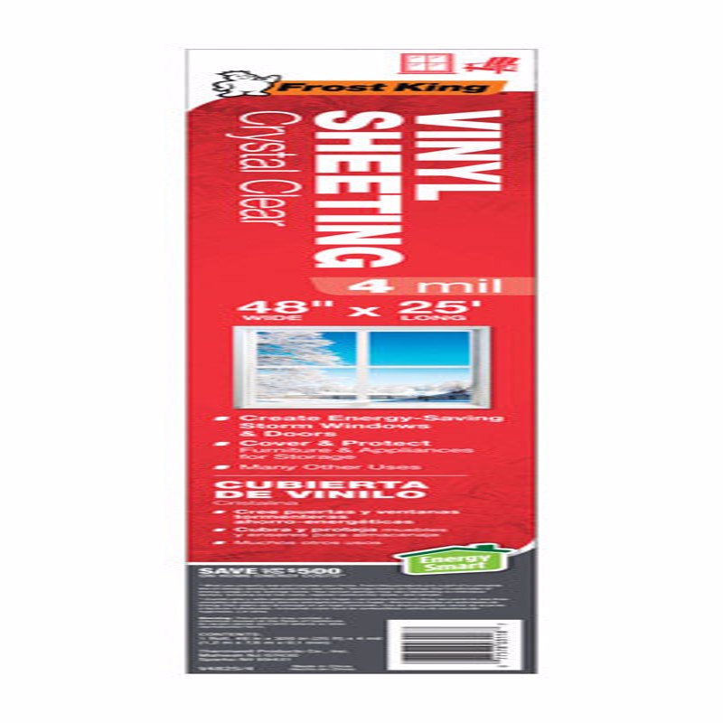 Frost King V4825/4A Crystal Clear Vinyl Sheeting, Clear, 48'' x 25' x 4mil.