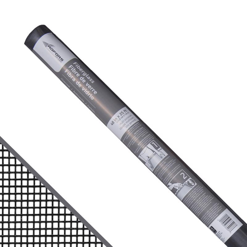 ADFORS Standard Screen, 48 Inches x 25 Feet Roll -Replacement Screen for Windows and Doors - Charcoal