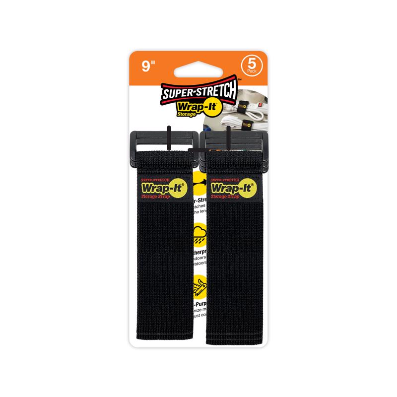 Wrap-It Storage Super-Stretch 1 in. W x 9 in. L Black Stretch Storage Straps 10 lb. 5 pk