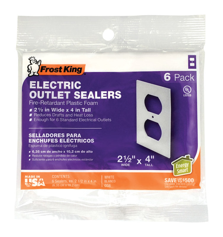Frost King OS6H Foam Outlet and Switch Sealers, White, 2-1/2" x 4"