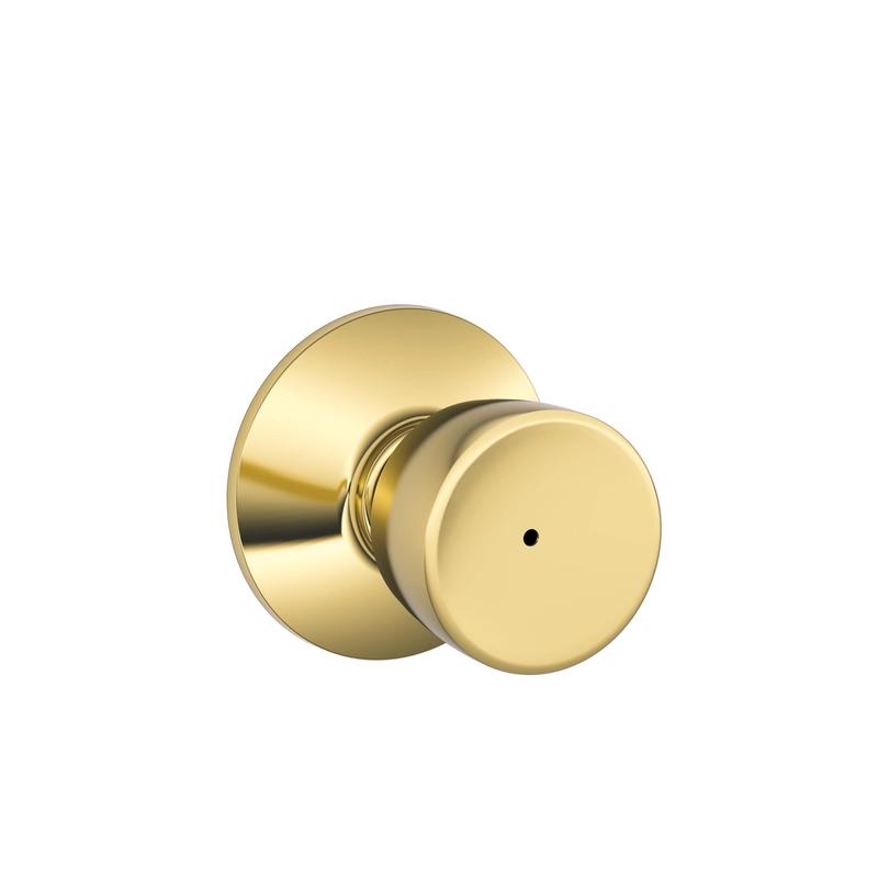 Schlage F40 V BEL 605 Bell Door Knob, Bed & Bath Privacy Lock, Bright Brass
