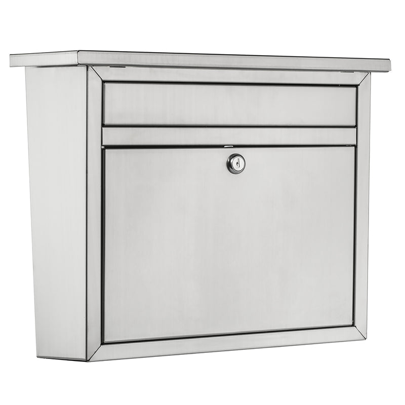 Architectural Mailboxes Maya Stainless Steel, Locking, Wall Mount Mailbox, 2417PS-10, Stainless Steel, Medium Capacity