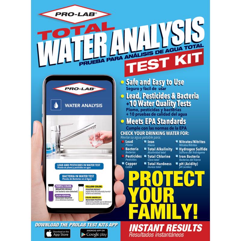 PRO-LAB Drinking Water Test Kit for Home Tap and Well Water - Easy to Use Test Strips for Lead, Bacteria, pH, Copper, Nitrate, Chlorine, Hardness and More - EPA Approved Limi