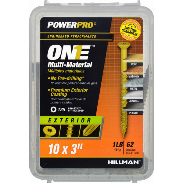 Hillman POWERPRO ONE No. 10 x 3 in. L Star Flat Head Bronze Steel Multi-Material Screw 1 lb. 116847 (5-Pack)