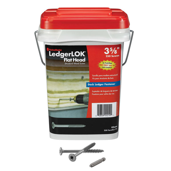 FastenMaster LedgerLok Flat Head Wood Screw - Bucket of 250-3-5/8'' FMLLF358B-250