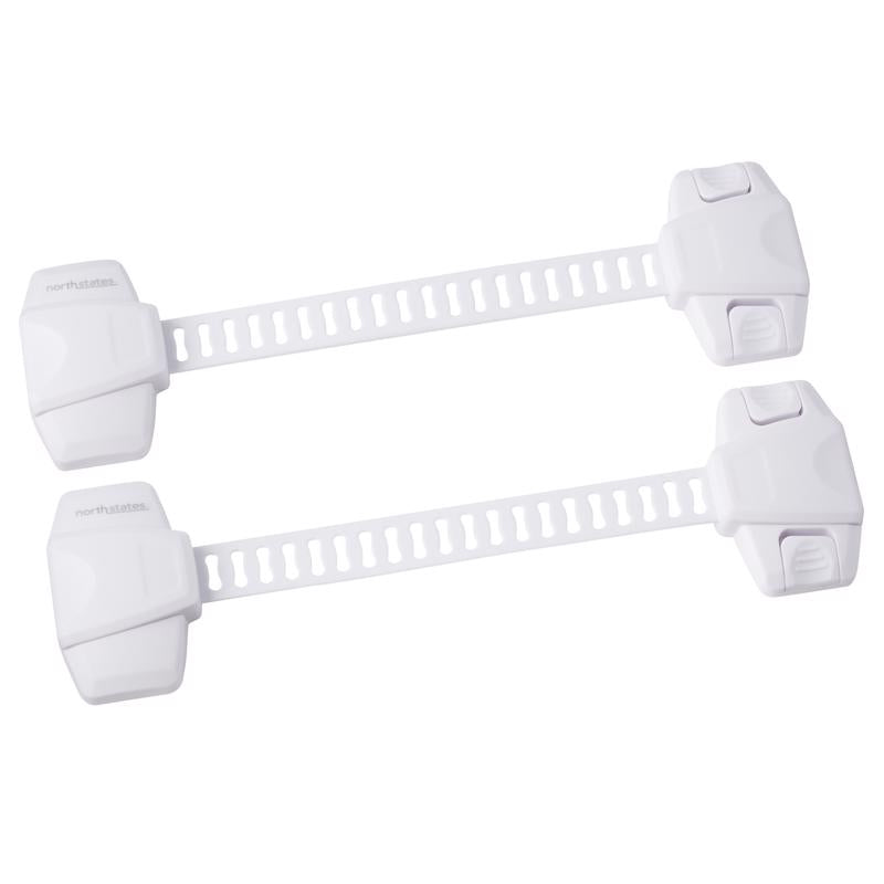 Toddleroo by North States - Adjustable Strap Locks for Baby Proofing: Child Proof Safety Straps - 2 Pack - White