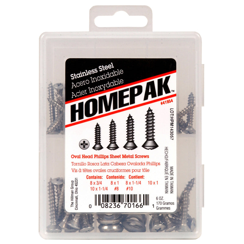 HOMEPAK, Size, No Color 41954 Oval Head Phillips Sheet Metal Screws