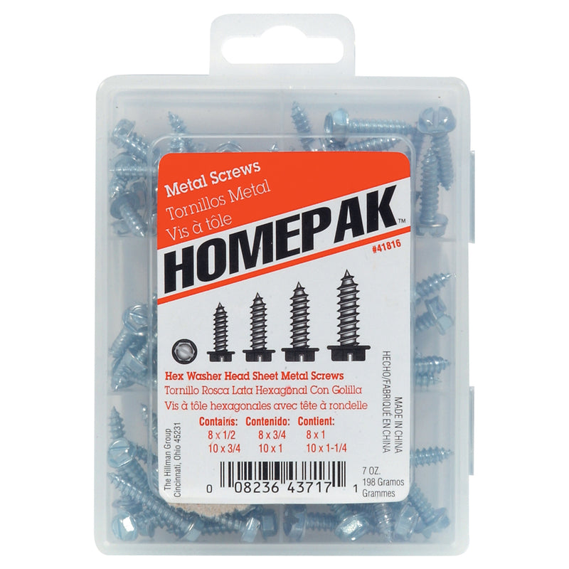 HOMEPAK 41816 Hex Washer Head Sheet Metal Screws, No Size, No Color