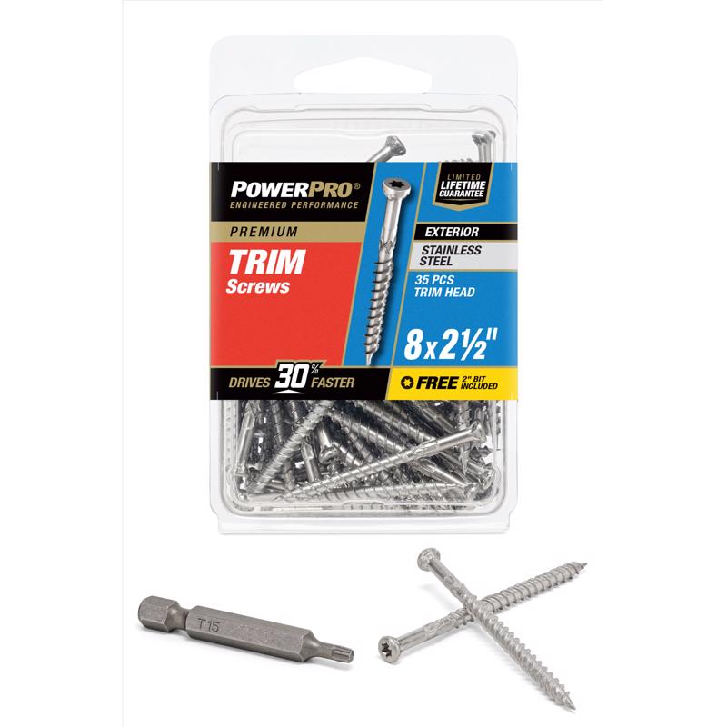 HILLMAN Fasteners 42508 Trim Screw (35 Pack), 8 x 2.5