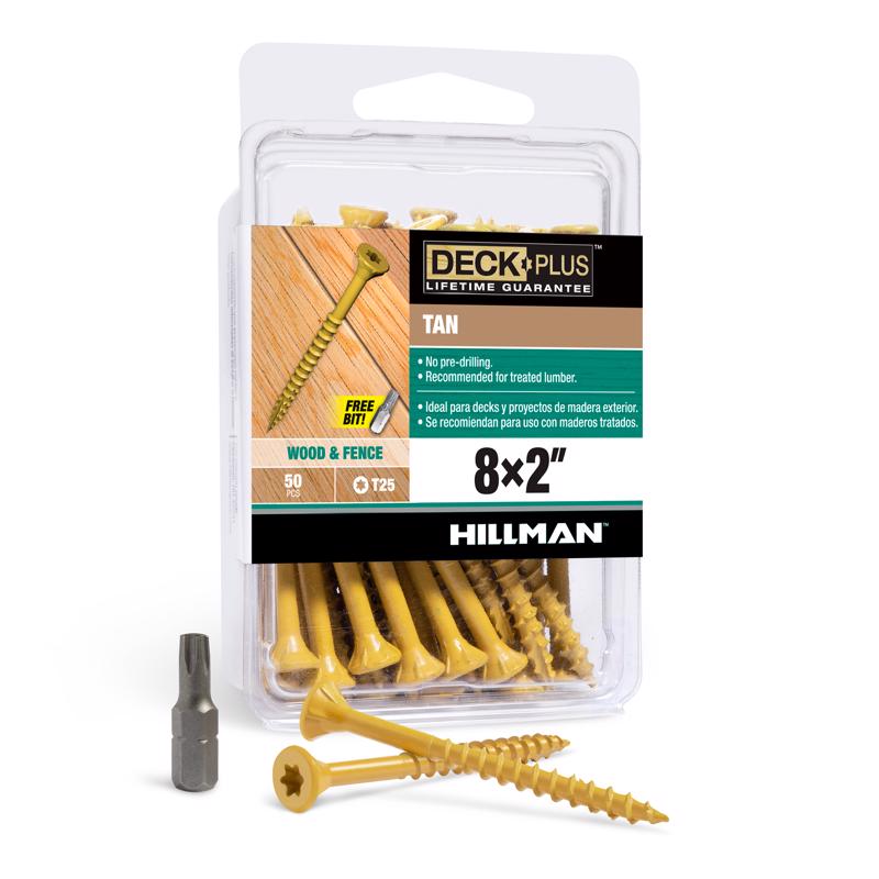 HILLMAN FASTENERS 42592 Tan Dec Keg Screw (50 Pack), 8 x 2