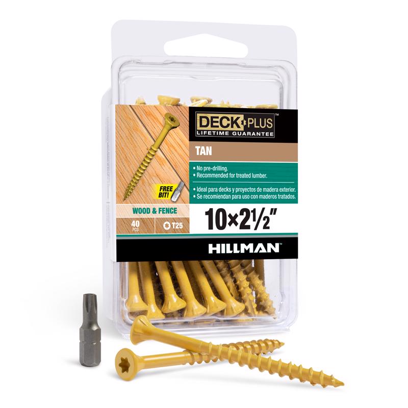 HILLMAN FASTENERS 42593 Tan Screw (40 Pack), 10 x 2.5