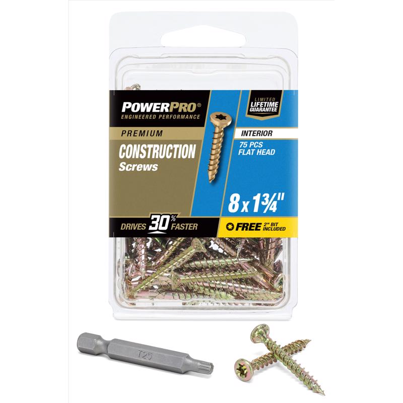 Power Pro 42469 AP Wood Screw (20 Pack), 8 x 1.75''