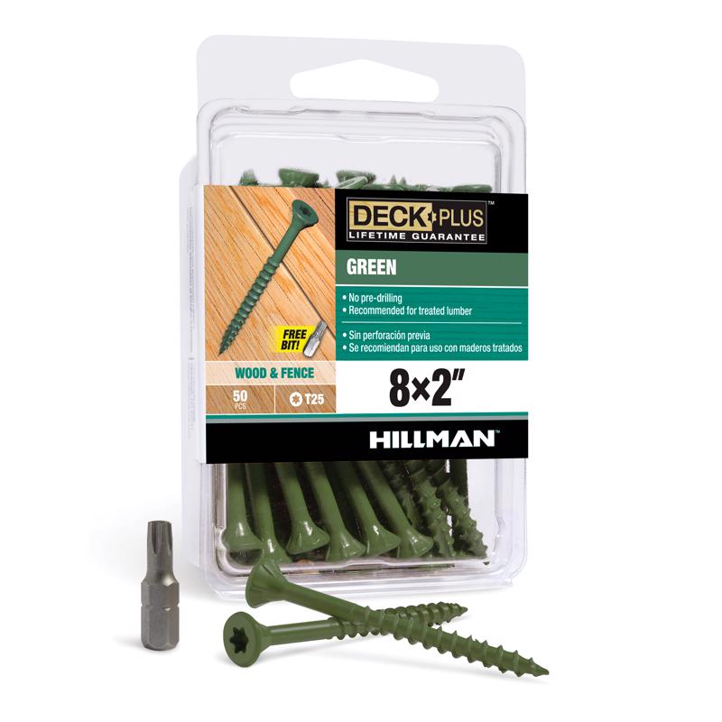 Hillman 5021877 8 x 2 in. Flat Deck Screw Pack of 50