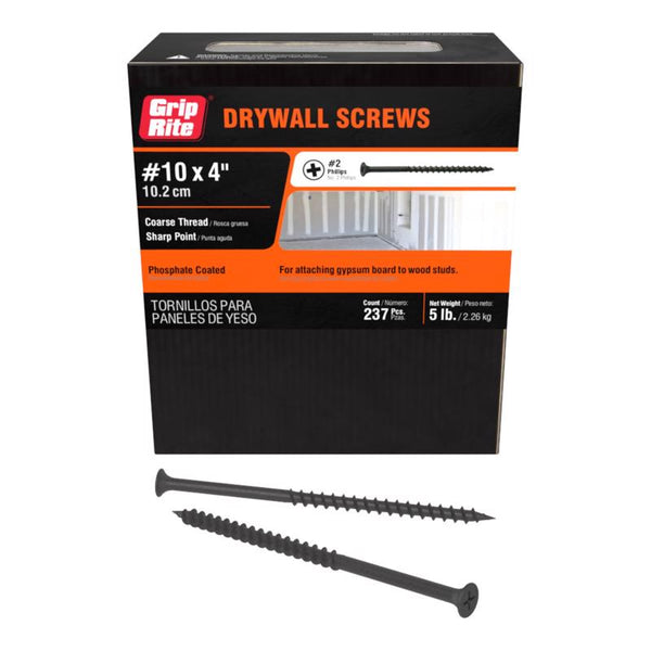 Grip-Rite No. 10 x 4 in. L Phillips Drywall Screws 5 lb. 215 pk - Case Of: 6 4CDWS5