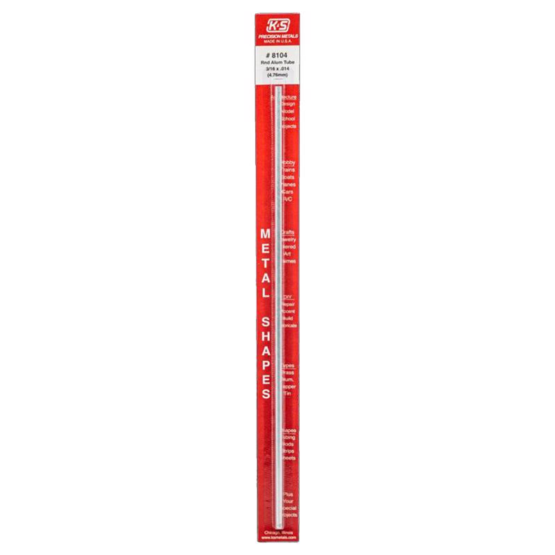 K&S Metal Round Tube 3/16" D X 12" L Aluminum Carded