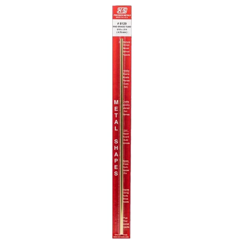 K & S Precision Metals 8129 0.18 OD x 12 L in. Round Brass Tube