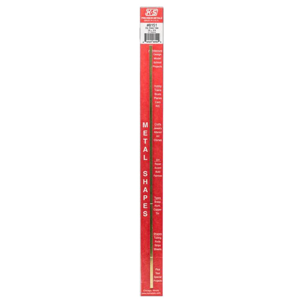 K&S Engineering K&S Square Tube 1/8" D X 12" L Brass Carded 8151