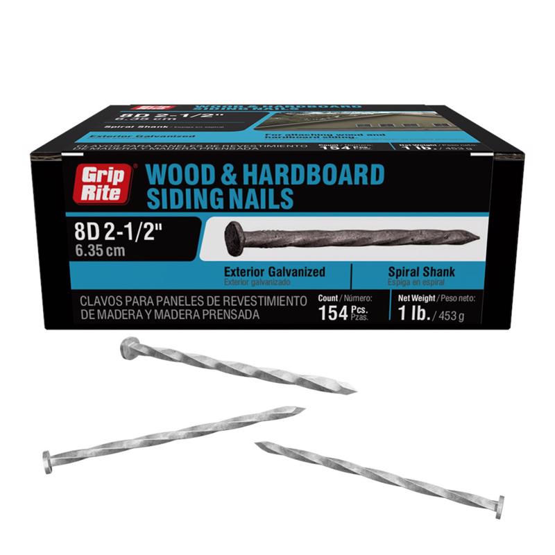 Grip-Rite 6D 2 in. Siding Hot-Dipped Galvanized Steel Nail Flat 1 lb. - Case of: 12;