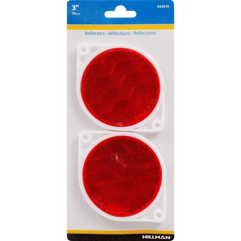 Hillman 844010 Reflectors 3'' Round Red Red Pair (6-Pack)