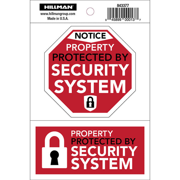 Hillman Adhesive Alarm System Sign (4'' x 6'') 843377