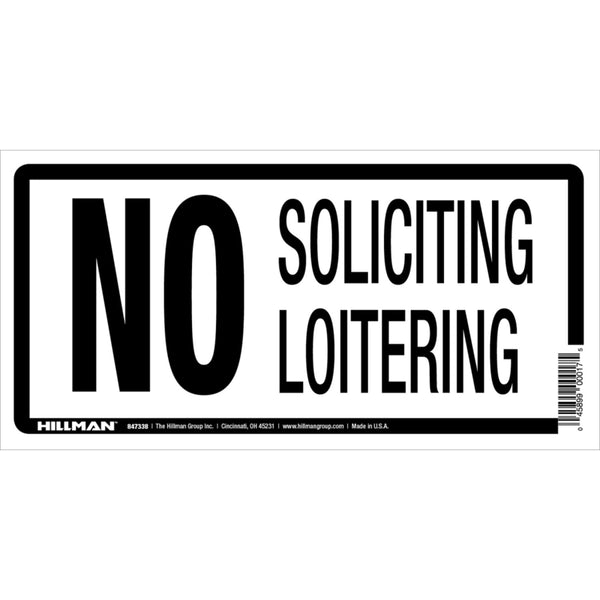 Hillman English White No Soliciting Sign 5 in. H x 10 in. W6 847338