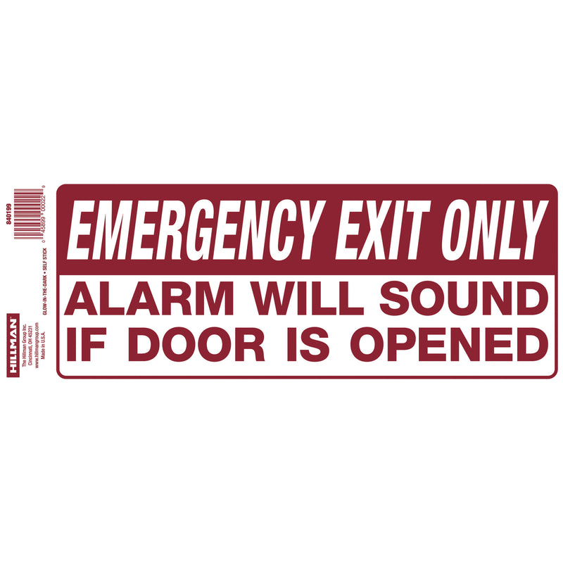 Hillman Group 840199 4 x 10 in. GID Emergency Exit Sign - 10 Piece10
