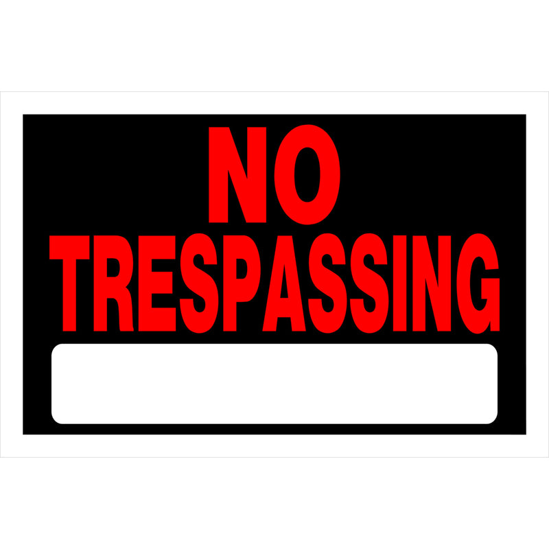 Hillman Group 839904 8 x 12 in. Black Plastic No Trespassing Sign - - Pack of 6 6 Piece6