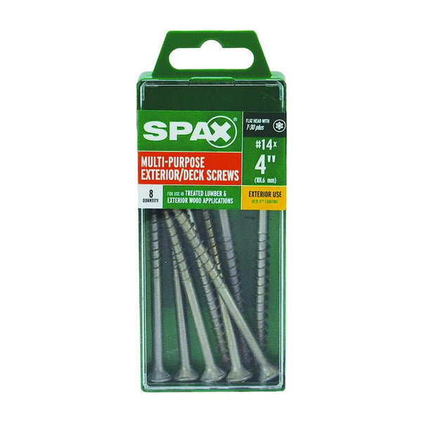 Spax 5028632 No.14 S x 4 in. Star Flat Head Deck Screws, Gray - Case of 8 - Pack of 10 4191670601002