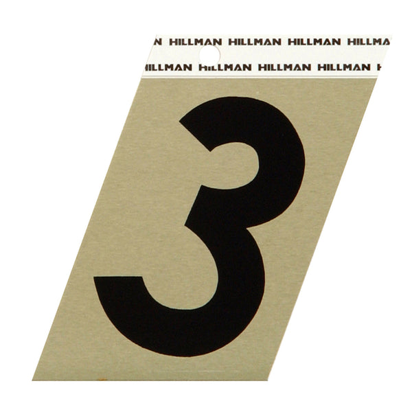 Hillman 3 in. Reflective Black Metal Self-Adhesive Number 3 3 pc - Total Qty: 33 840558