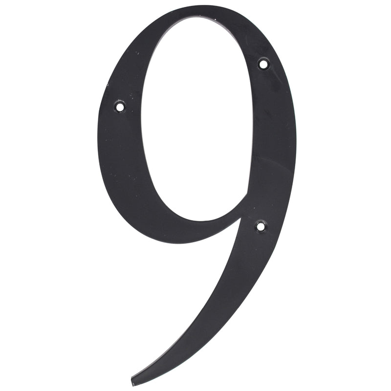 Hillman 6 in. Reflective Black Plastic Nail-On Number 9 1 pc. - Case of: 3;3