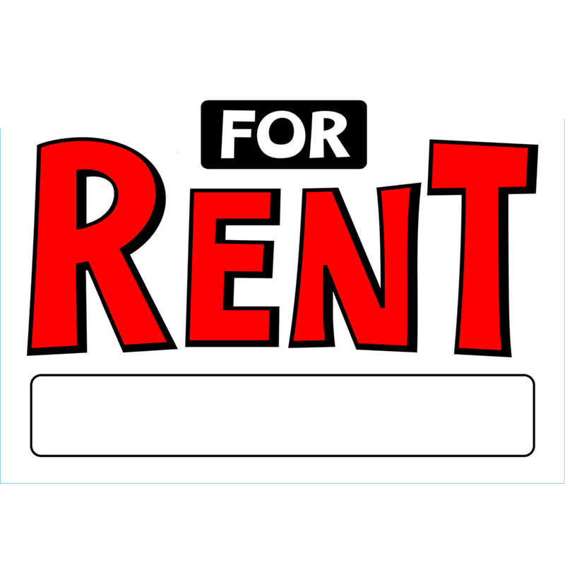 Hillman 843470 Die Cut for Rent Sign (10'' x 14''), 6 Pack, 10x14 inches, White