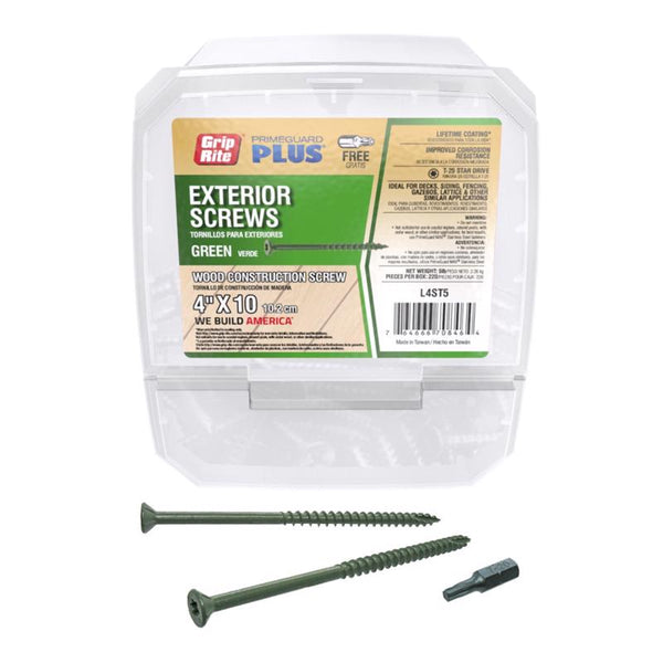 Grip-Rite 5029142 4 in. 5 lbs No.10 Star Screw44; Green - Case of 44 L4ST5 (4-Pack)