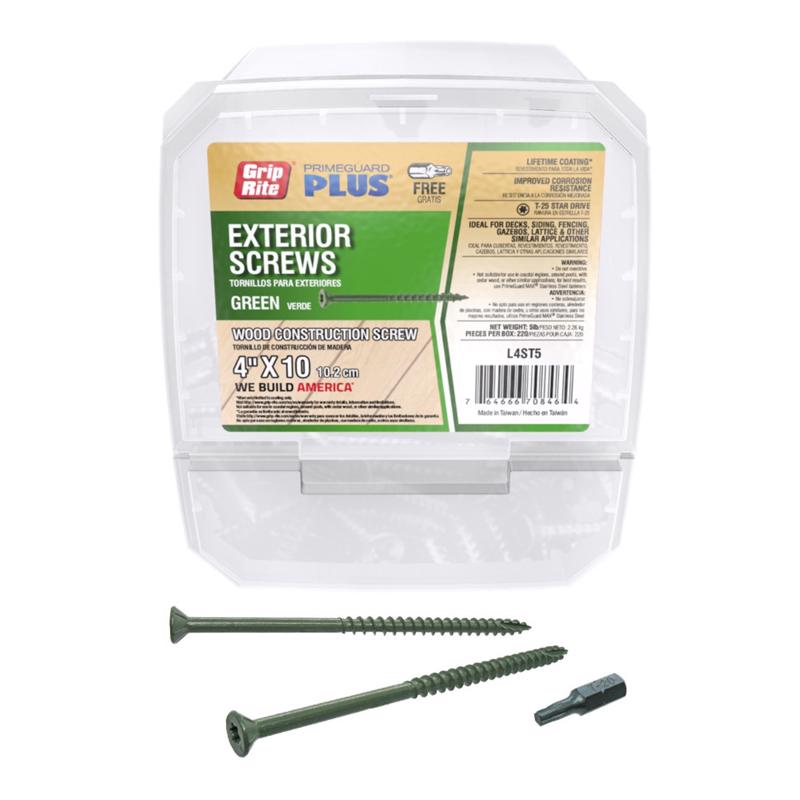 Grip-Rite 5029142 4 in. 5 lbs No.10 Star Screw44; Green - Case of 44