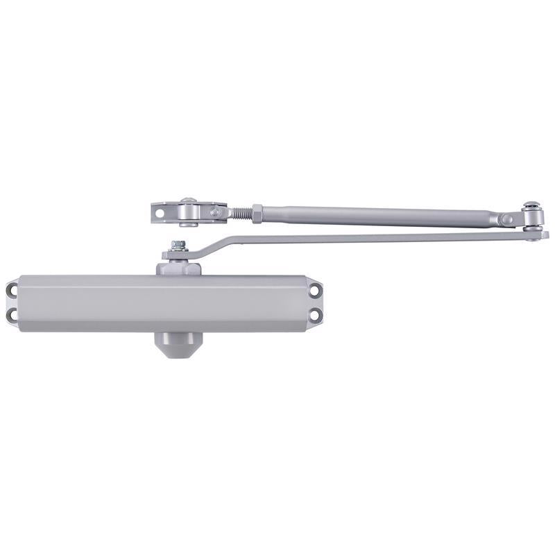 BRINKS Commercial - Heavy Duty Commercial Door Closer, Aluminum Finish - Adjustable from Size 1 to Size 5 with a 180-Degree Opening Range