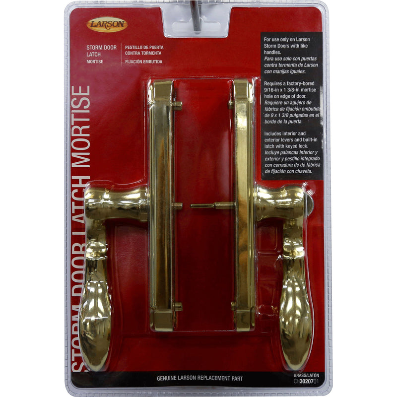 Larson Certified Storm Door M2 Mortise Brass Handle Set, Storm Door Handle Replacement with Keyed Deadbolt