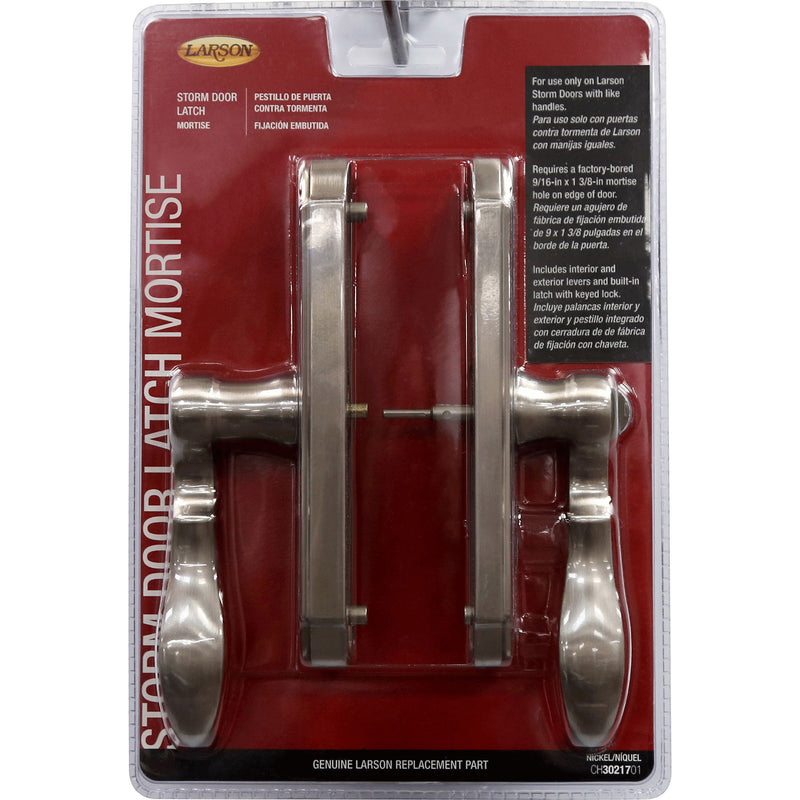 Larson Certified Storm Door M2 Mortise Brushed Nickel Handle Set, Storm Door Handle Replacement with Keyed Deadbolt