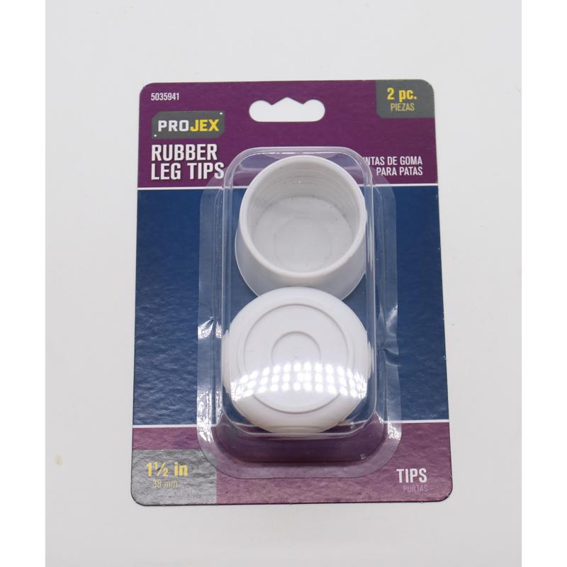 Rubber Leg Tip Off-White Round 1-1/2 in. W 2 pk