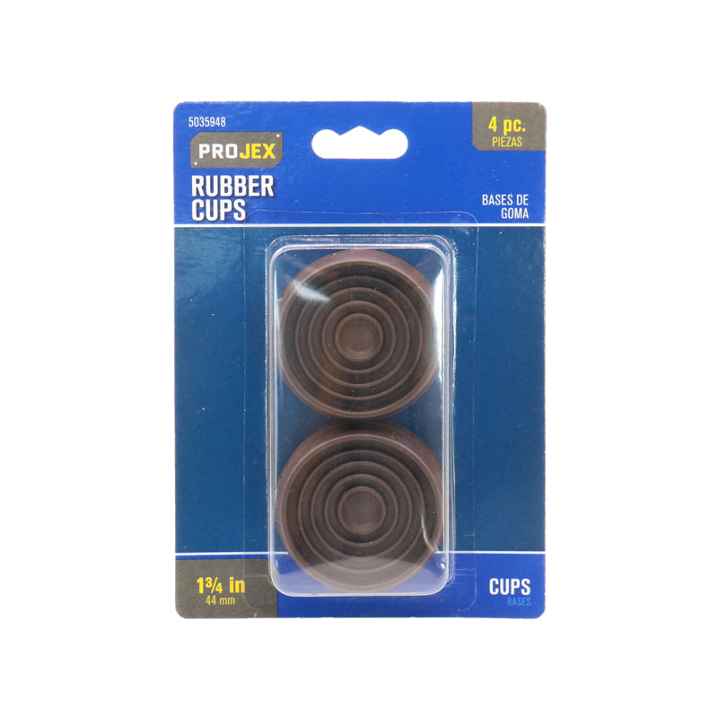 Rubber Caster Cup Brown Round 1-3/4 in. W 4 pk