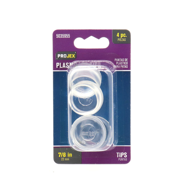 Projex Thermoplastic Ethylene Leg Tip Clear Round 7/8 in. W 4 pk P0077 (6-Pack)