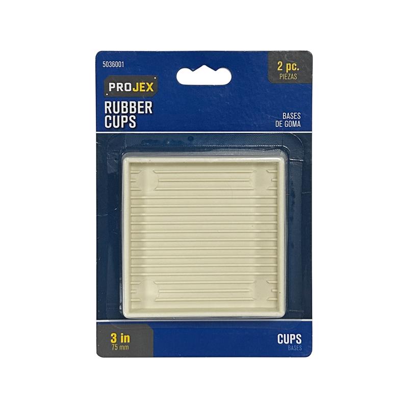 Rubber Caster Cup White Square 3 in. W X 3 in. L 4 pk