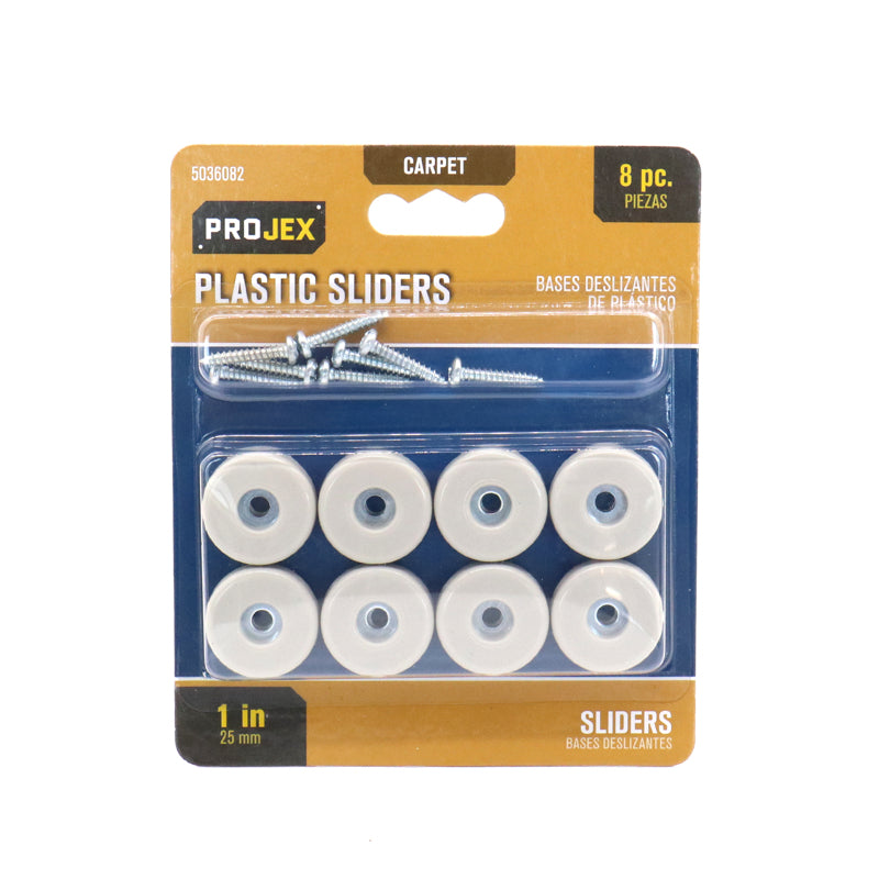 White 1 in. Screw-On Plastic Heavy Duty Glide 8 pk