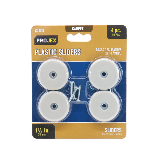 Projex White 1-1/2 in. Screw-On Plastic Chair Glide 4 pk P0035