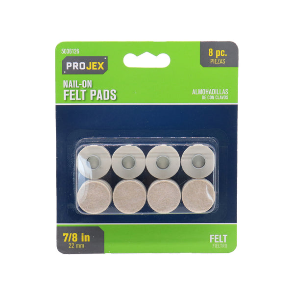 Projex Felt Protective Pad Brown Round 7/8 in. W 8 pk P0007