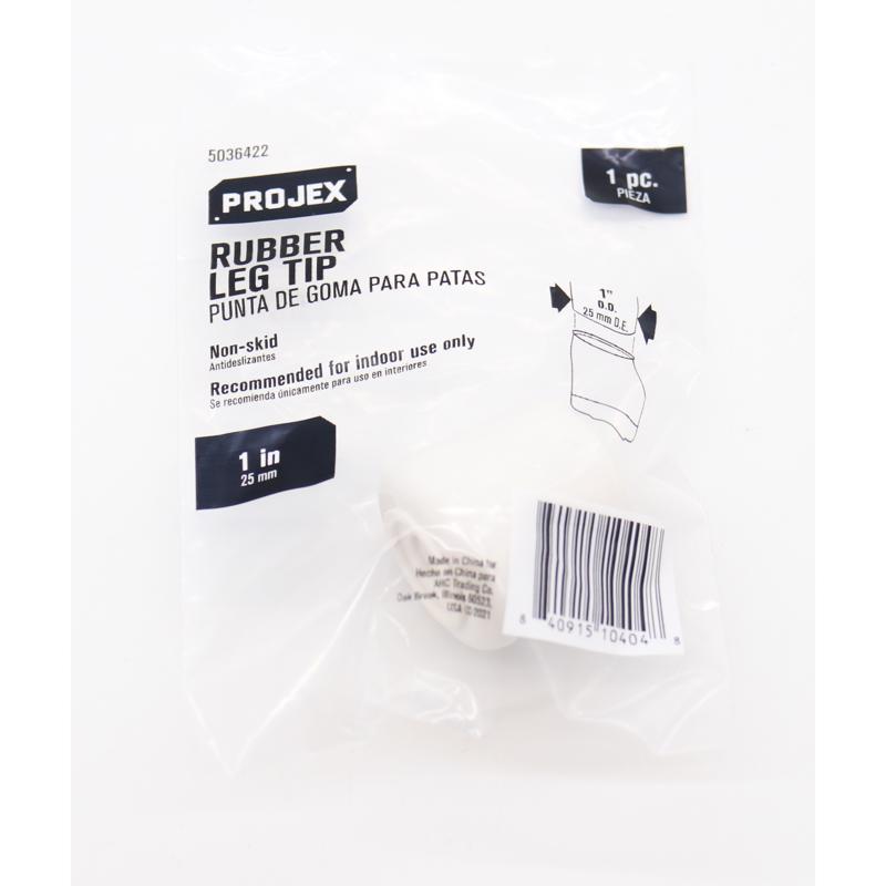 PROJEX 5036422 1 in. L Shaped Rubber Leg Tip, White - Pack of 40