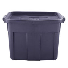Rubbermaid Storage Tote 18 Gal Pack of 1, Rugged, Reusable, Stackable, Container, 18 Gallon, Dark Indigo Metallic RMRT180000