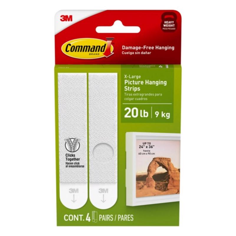 Command Picture Hanging Strips [Removable]: X-Large [4 Strip Sets] (White) / Large Size / 4 Strip Sets