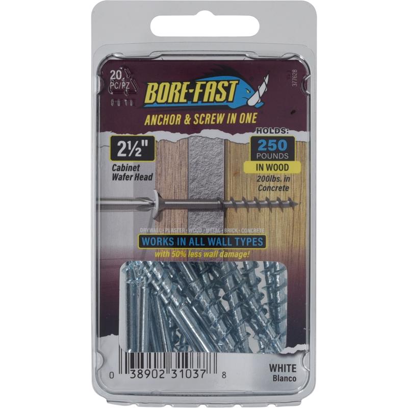 Hillman 5049804 0.25 x 2.5 in. Borefast Steel Pan & Wafer Head Screw & Anchor Pack of 20