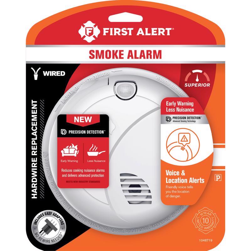First Alert SM100V-AC, Interconnect Hardwire Smoke Alarm with Battery Backup & Voice Alerts, 1-Pack