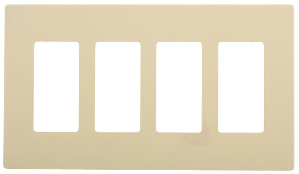 Eaton PJS264LA Decorator Screwless Wallplate, 4-Gang, Light Almond