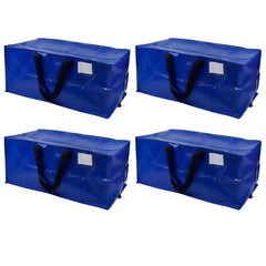 DURASACK Heavy Duty Moving Bag Storage Container Duffle Bag with Zipper, Reinforced Carry Straps and Backpack Straps, Made of Rugged Woven Polypropylene, Pack of 4, Blue Wp-Movb